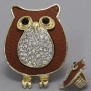 DR - Animal Owl Ring, Stretchable, 1 1/4W, 1 3/4L / Stretchable. Gold & Brown with Stones