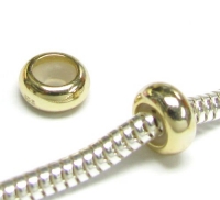 14k Gold Sterling Silver Plain Ring Stopper W/ Rubber Bead For European Charm Bracelets 7.8mm