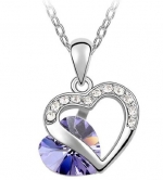 18K Gold Plated Swarovski Elements Crystal Diamond Accent Heart Shape Pendant Necklace 18-CN3394