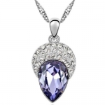 Swarovski Elements Crystal Diamond Accent Purple Pendant Necklace 18-cn9007