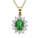 10k Yellow Gold Created Emerald and Diamond-Accent Pendant Necklace, 18