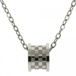 Stainless Steel Checker Design Barrel Love Foreve Pendant Necklace 22 inches by Bucasi