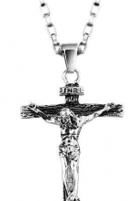Stainless Steel Jesus Christ Crucifix Cross Mens Pendant