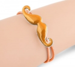 Cute Stretchable ORANGE Cord Bracelet with Matching Mustache Design - Color : ORANGE - Length : 48mm, Width:13mm, Thickness: 2.7mm. One size fits all. Lead Free.
