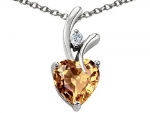 Original Star K(tm) Heart Shape 8mm Simulated Imperial Yellow Topaz Pendant in .925 Sterling Silver