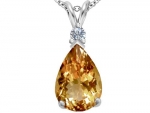 Original Star K(tm) Large 14x10mm Pear Shape Simulated Imperial Yellow Topaz Pendant in 925 Sterling Silver