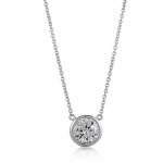 Sterling Silver Round Cubic Zirconia CZ Solitaire Pendant Necklace, Holiday Christmas Gift