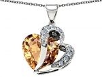 Original Star K(tm) Heart Shape 12mm Simulated Imperial Yellow Topaz Pendant in .925 Sterling Silver