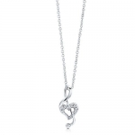 Sterling Silver Cubic Zirconia CZ Heart Music Note Pendant Necklace, Holiday Christmas Gift