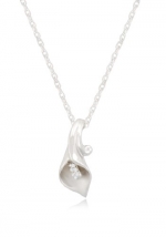 Sterling Silver Calla Lily Diamond Pendant Necklace , 18