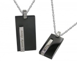 Matching Stainless Steel Only Love 2tone His & her Couple Pendant Necklace Set W/chains