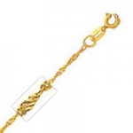 10k Yellow Gold 10 1.5mm Singapore Chain Anklet- O-ring clasp - JewelryWeb