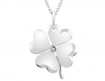 Clover Pendant Necklace with Diamond Accent in Sterling Silver with Chain