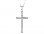 Cross Pendant Necklace with Diamond Accent in Sterling Silver with Chain