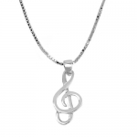 Sterling Silver Musical Note Pendant Necklace, 18