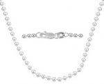 20 2mm Silver Plated Bead Chain Necklace - Italian Style Shimmering High Polish