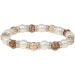 Heirloom Finds Chic Faux Pearl and Crystal Bracelet with Chocolate and Gold Tone Accents