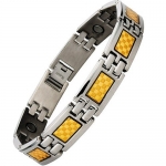 Willis Judd New Mens Titanium Magnetic Bracelet with Gold Carbon Fiber Insets Free Link Removal Tool