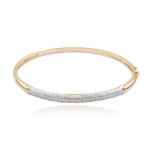 18k Yellow Gold Plated Sterling Silver Genuine Diamond Accent Bangle Bracelet, 7.25