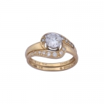 10K Yellow Gold Cubic Zirconia Engagement Ring, Size 8