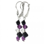 Purple Black and White Faceted Crystal Dangle Hook Earrings For Women 2