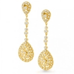Bling Jewelry Pave CZ Classic Teardrop Gold Plated Chandelier Earrings