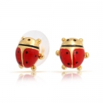 Bling Jewelry Adorable Petite Insect Bug Gold Plated Ladybug Stud Earrings