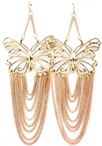 PoParazzi Inspired Basketball Wives Evelyn Lozada Fringe Dangle Butterfly Earrings 5 Long ~ Gold Plated