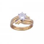 10K Yellow Gold Cubic Zirconia Engagement Ring, Size 5