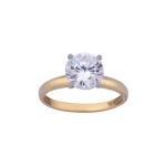 10K Yellow Gold Solitaire Cubic Zirconia Engagement Ring, Size 9