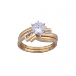10K Yellow Gold Cubic Zirconia Engagement Ring, Size 10