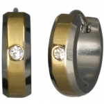 Gold Tone Stainless Steel Cubic Zirconia Huggie Hoop Earrings