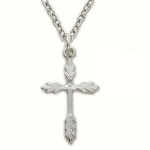 Sterling Silver 3/4 Women Wheat Cross Necklace on 18 Chain