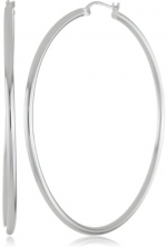 Sterling Silver Polished Tube Hoop Earrings (2.0 Diameter)