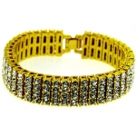 Luxury 4 Row Pharaoh Bracelet - White Iced Out - 24k Gold Plated - Heavy Bling
