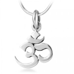 Chuvora 925 Sterling Silver Yoga, Aum, Om, Ohm, India Symbol Pendant Necklace for Women and Men, with Chain 18''