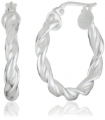 Sterling Silver Tarnish-Free Twist Hoop Earrings (0.8 Diameter)