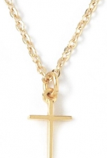 Bob Siemon 22k Yellow Gold Plated Small Pewter Cross Pendant Necklace, 18