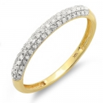 0.25 Carat (ctw) 14k Yellow Gold Round White Diamond Ladies Pave Anniversary Wedding Band Stackable Ring 1/4 CT