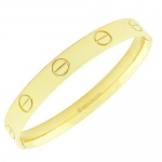 Stainless Steel Yellow Gold Tone Screw Design Womens Handcuff Bracelet