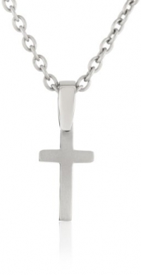 Men's Grey Titanium Polished Cross Pendant Necklace , 18