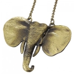 Rosallini Bronze Tone Alloy Elephant Head Shape Pendant Necklace for Man Woman