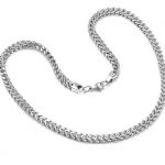 Mens Solid 22 inch Stainless Steel Silver Color Link Chain Necklace