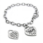 Stainless Steel Mom Heart Tag Bracelet - 7.5 Inches