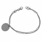 Love, Amore, Amor, Amour, Liebe Double Strand Silver Bracelet (7.5 inch)