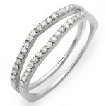 0.25 Carat (ctw) 14K White Gold Round White Diamond Anniversary Enhancer Guard Matching Wedding Chevron Ring Band 1/4 CT
