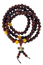 Tibetan 8mm Rosewood Beeswax Amber Prayer Beads, Tibetan Mala, Rosewood Necklace
