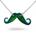 Stainless Steel Necklace with Mood Mustache Pendant - Pendant Height : 23mm, Width:60mm,Thickness : 2.1mm , Chain Length: 24.This Jewelry contains thermoactive liquid crystal that changes color.Your onw energy will cause the colors to change to indicate 