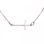 Antique Silver Finish Sideways Cross 18 Necklace - Side Cross Necklace - Cross Size 0.5x1 Inches
