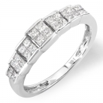 0.60 Carat (ctw) 14k White Gold Princess Diamond Ladies Bridal Ring Engagement